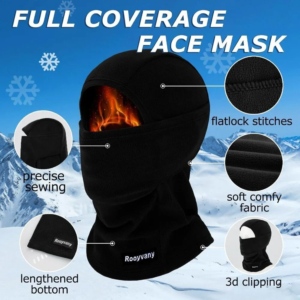 Women's Black/black Balaclava Ski Mask Windproof Lightweight Winter Face Mask